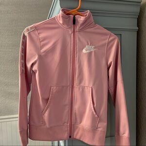 Nike Pink Bomber Jacket with Full-Zip Closure and Stand-Up Collar
